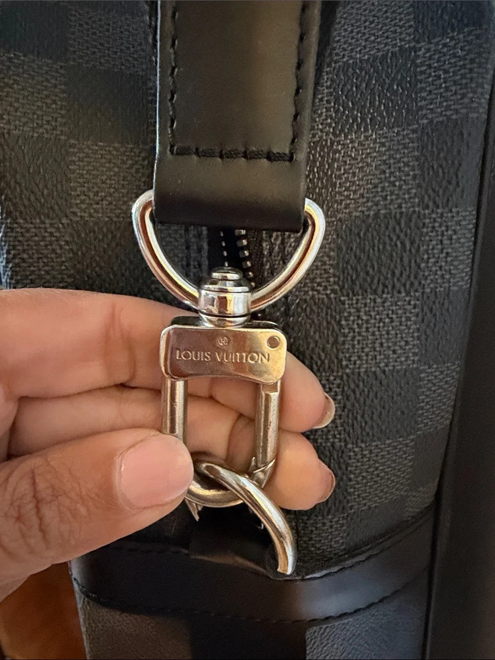 Louis Vuitton Graphite Checker Briefcase with Black Trim